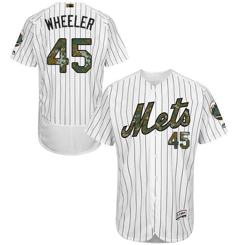 Mets #45 Zack Wheeler White(Blue Strip) Flexbase Authentic Collection Memorial Day Stitched MLB Jersey